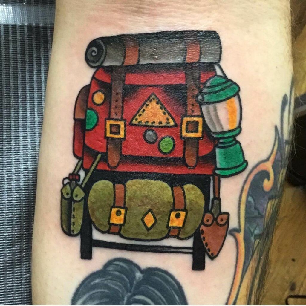 11+ Backpack Tattoo Ideas That Will Blow Your Mind! 11 Traditional Backpack Tattoo