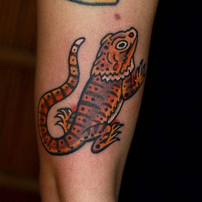 18+ Bearded Dragon Tattoo Ideas To Inspire You! 11 Traditional Bearded Dragon Tattoo