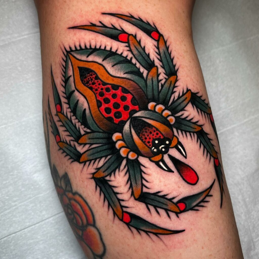 11+ Traditional Black Widow Tattoo Ideas That Will Blow Your Mind! 10 Traditional Black Widow Tattoo