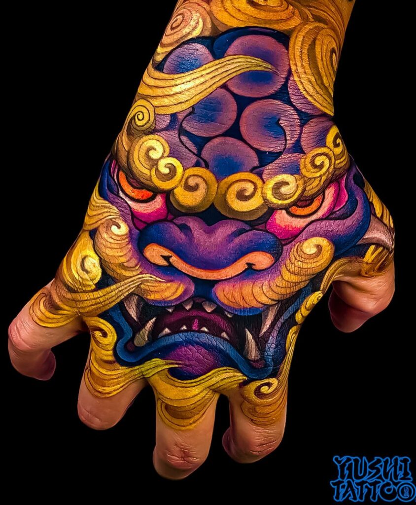 11+ Traditional Foo Dog Tattoo Ideas That Will Blow Your Mind! 14 Traditional Japanese Foo Dog Tattoo Designs On Hand ideas