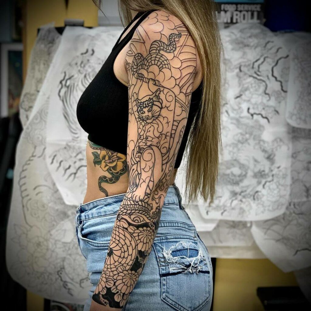 11+ Traditional Japanese Tattoo Ideas You Have To See To Believe! 15 Traditional Japanese Tattoo With Cat