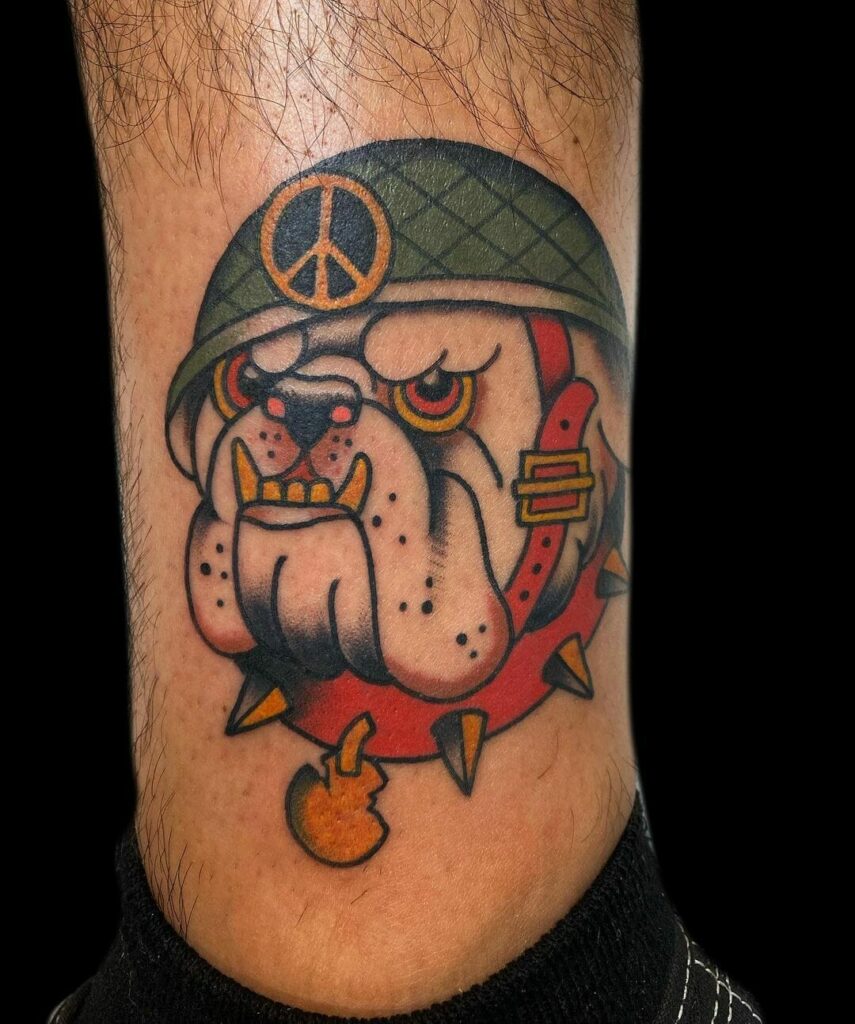 11+ Bulldog Tattoo Ideas You'll Have To See To Believe! 13 Traditional Marine Bulldog Tattoo