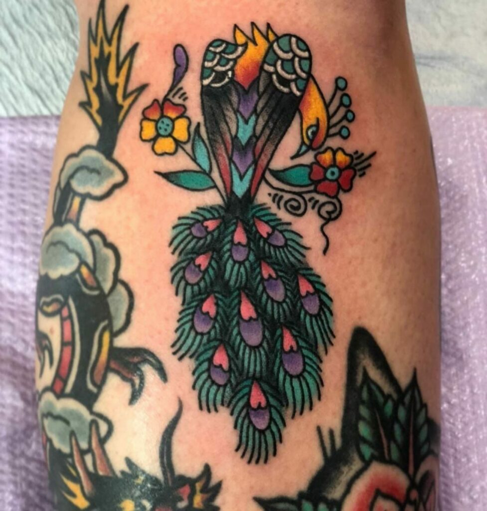 11+ Tattoo Flash Art Ideas That Will Blow Your Mind! 15 Traditional Peacock Flash Tattoo