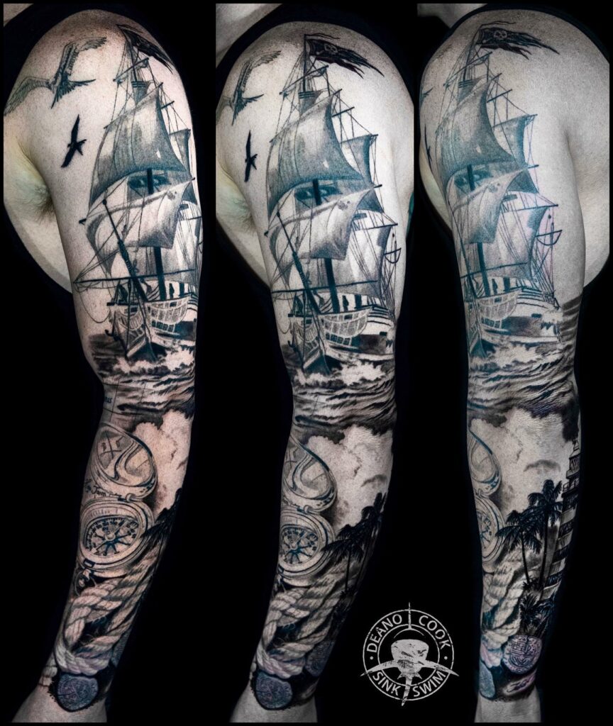12+ Traditional Pirate Ship Tattoo Ideas To Inspire You! 10 Traditional Pirate Ship Tattoo