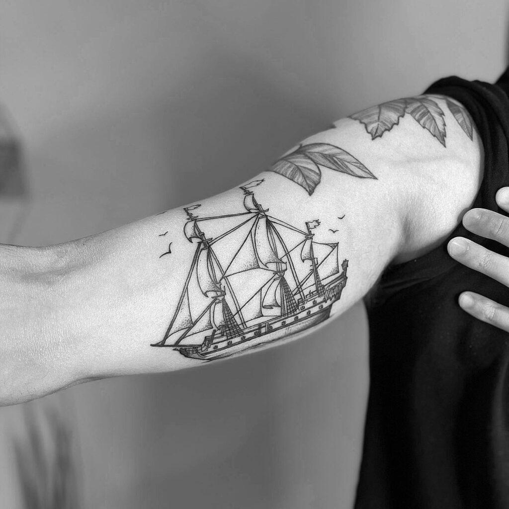 12+ Traditional Pirate Ship Tattoo Ideas To Inspire You! 13 Traditional Pirate Ship Tattoo Forearm
