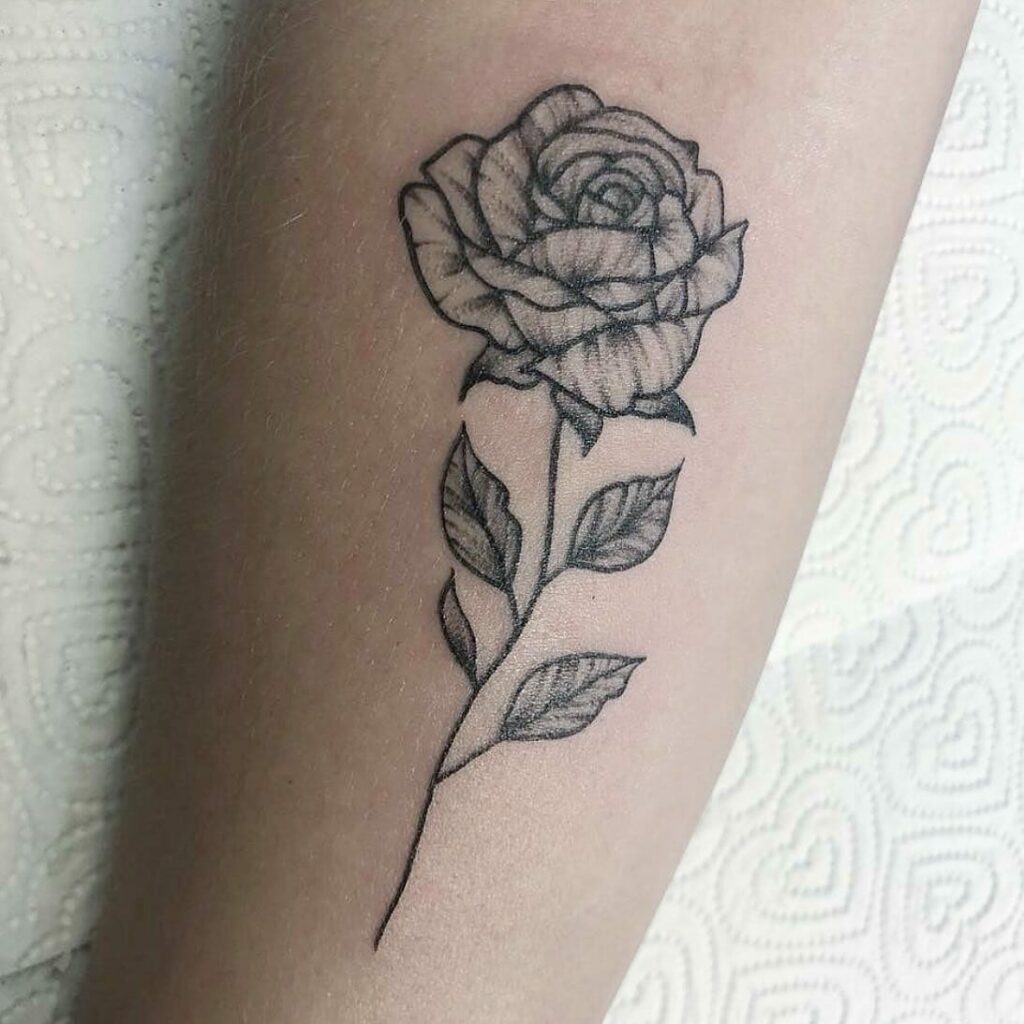 11+ Rose Stem Tattoo Ideas That Will Blow Your Mind! 16 Traditional Rose Tattoo With Detailed Petals