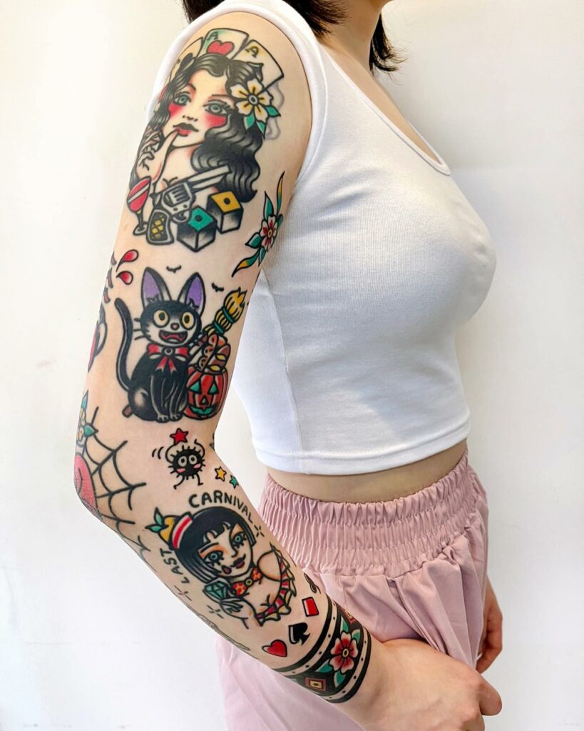 12+ Spaced Out Tattoo Sleeve Ideas To Inspire You! 12 Traditional Spaced Out Tattoo Sleeve ideas