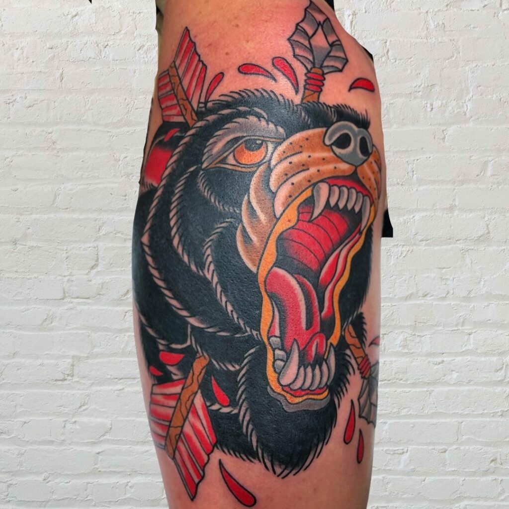 11+ Traditional Bear Head Tattoo Ideas That Will Blow Your Mind! 20 Traditional Style Bear Head Tattoo