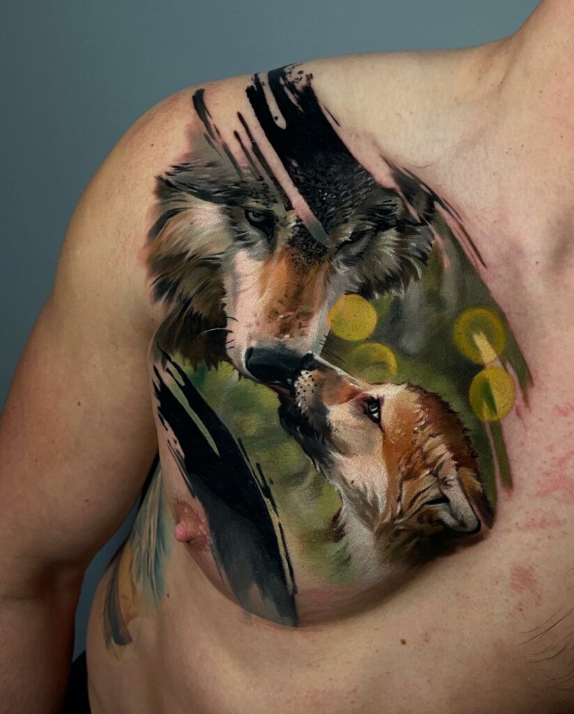 11+ Wolf Tattoo on Chest Ideas That Will Blow Your Mind! 16 Traditional Wolf Tattoos