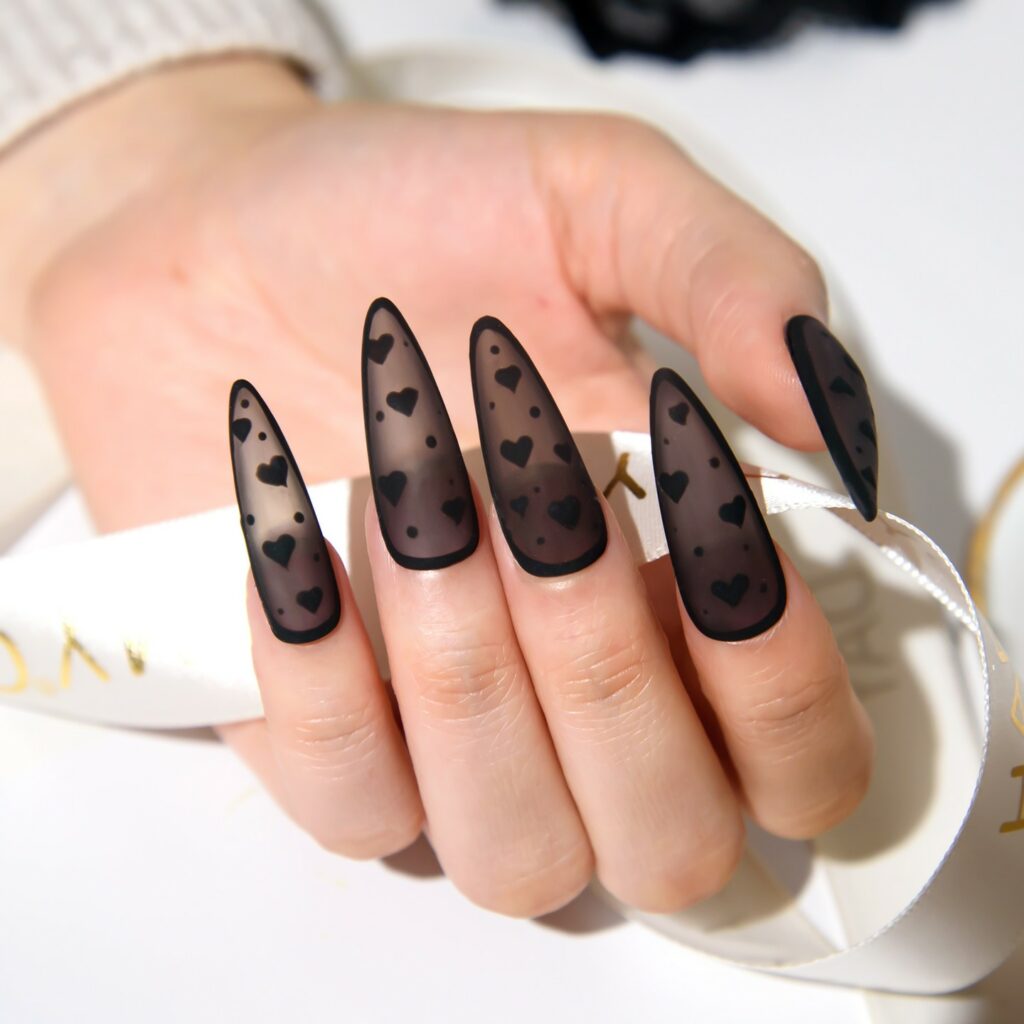 40 Latest Black Stiletto Nail Ideas To Try In 2024! 28 Transparent Black & White