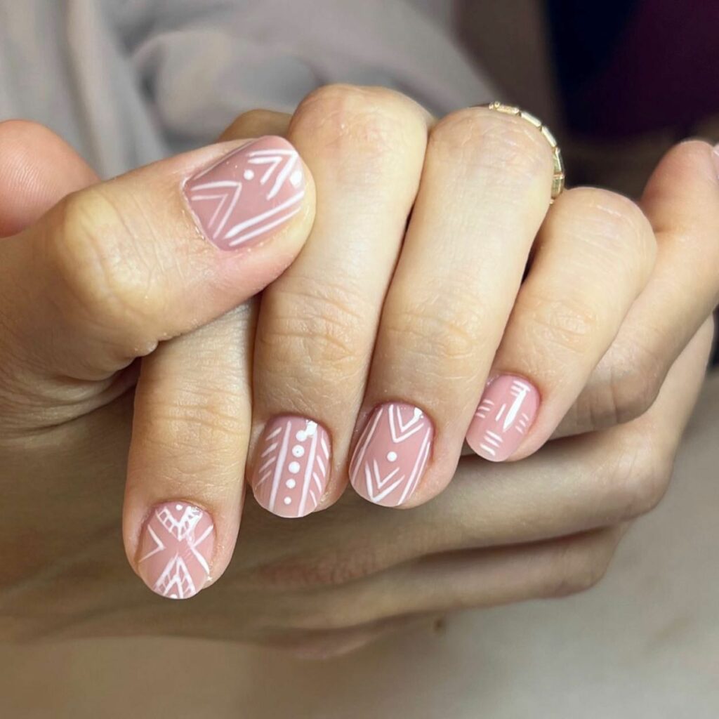 Discover 40 Short White Nail Designs for 2024 40 Tribal white short nails