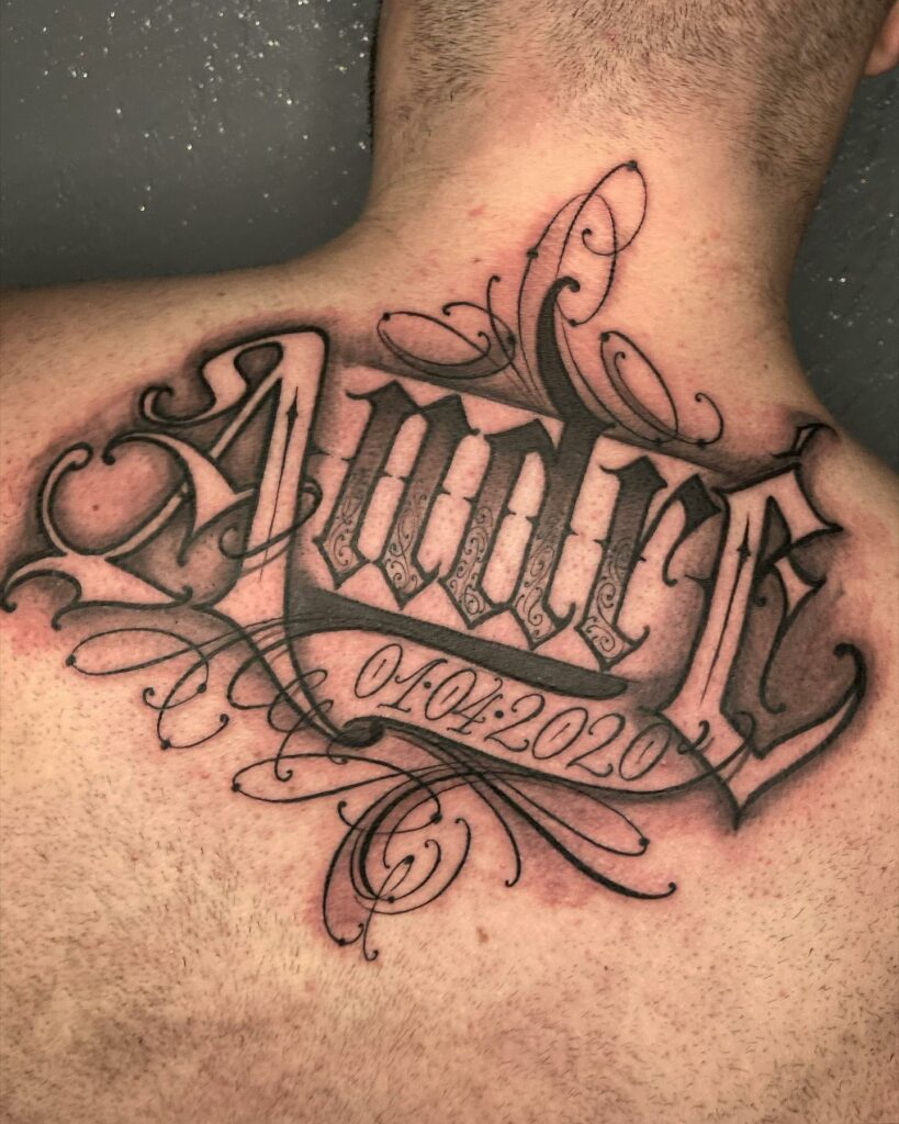 10+ Name Tattoo On Neck Ideas That Will Blow Your Mind! 14 Tribute Name On Neck Tattoo