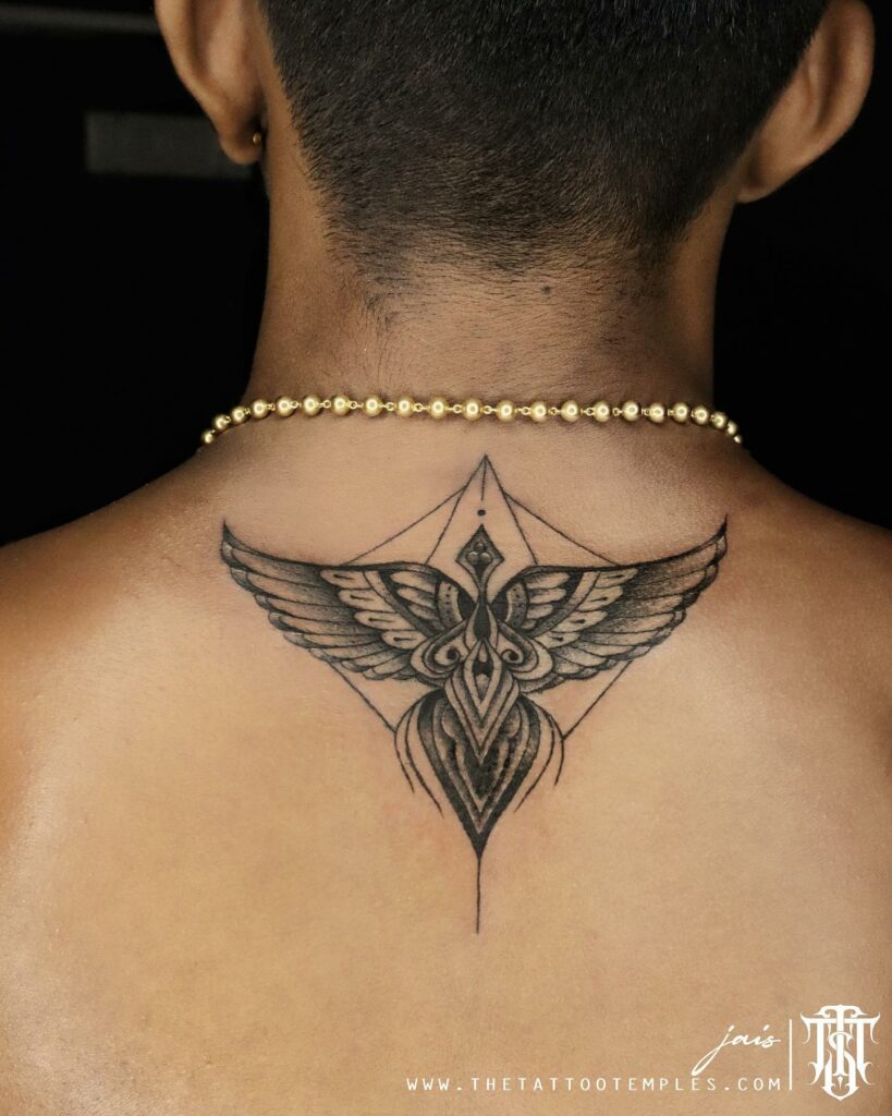 12 Wings Neck Tattoo Ideas for 2024 18 Trivandrum Temple Wings Religious Tattoos On Neck