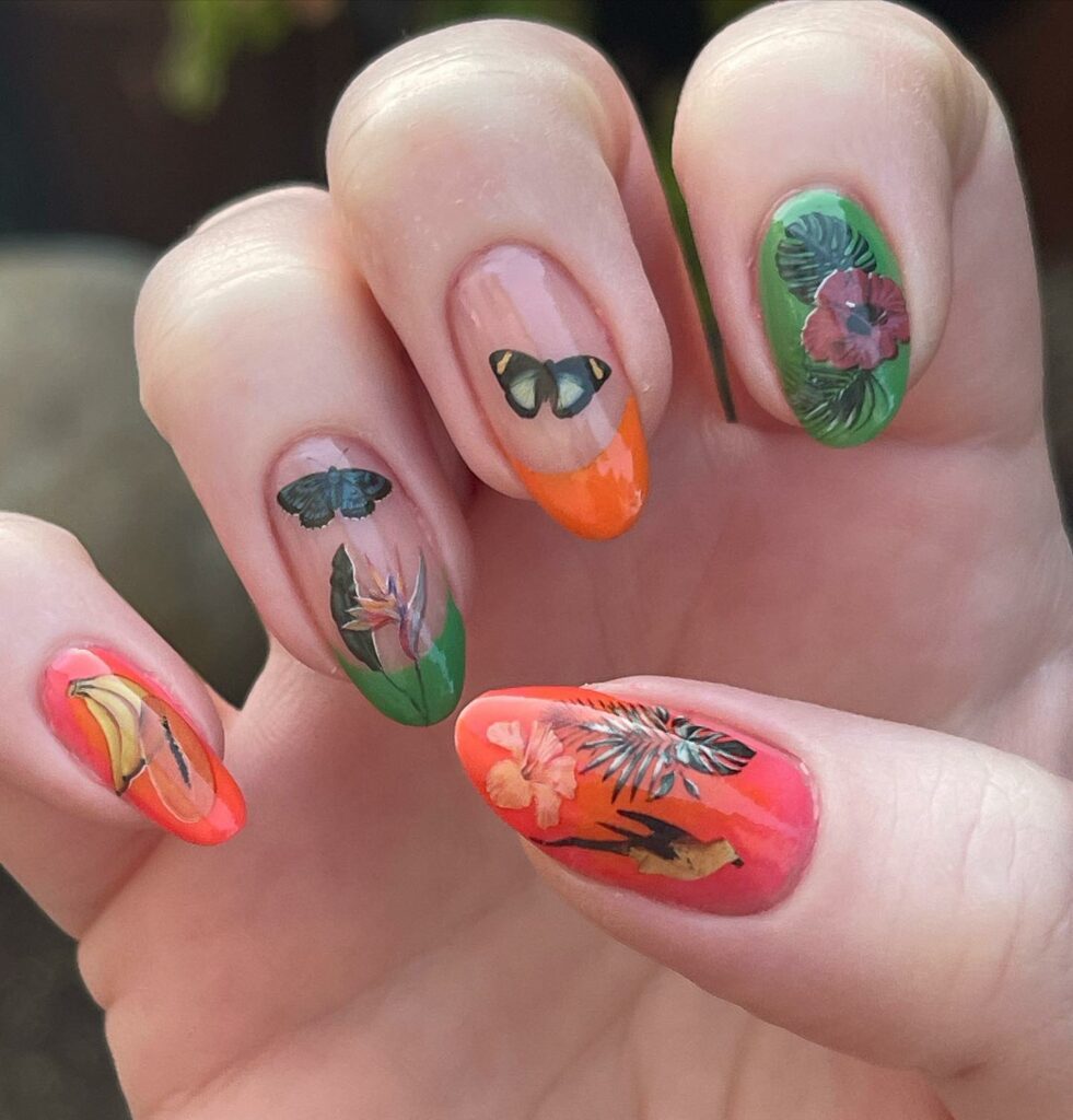 30 Latest Graduation Nail Ideas To Celebrate In Style 34 Tropical Vibes nails