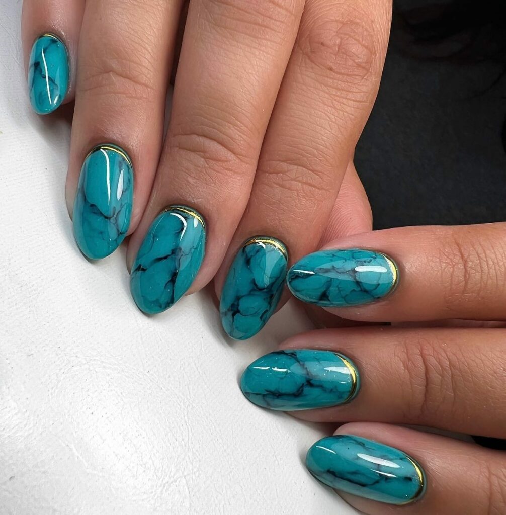 Indulge in 40 Marble Nail Designs for 2024 30 Turquoise Manicure