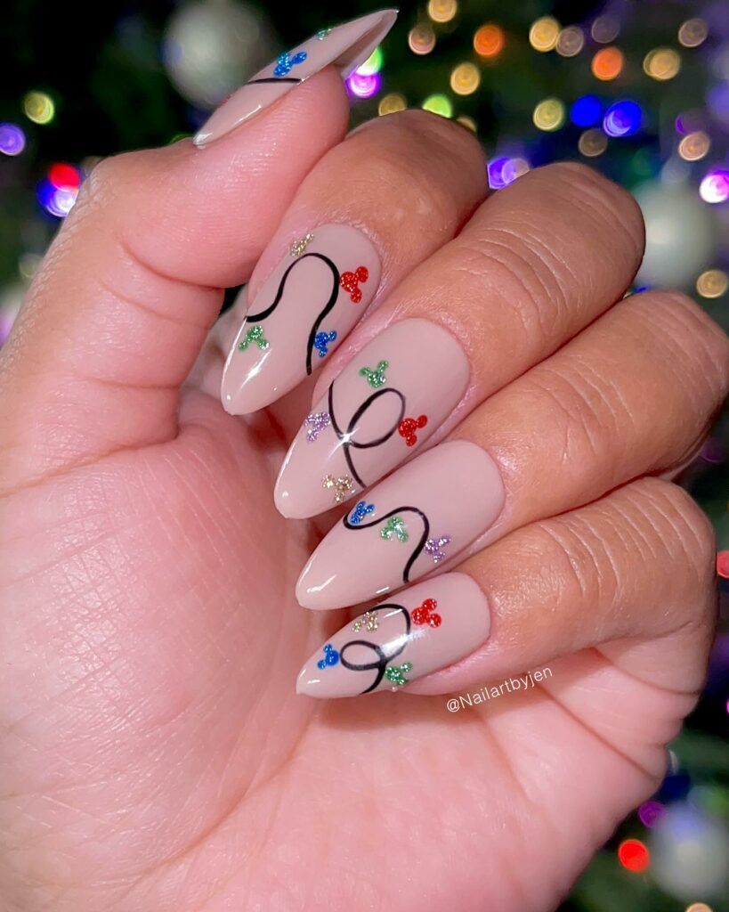 Immerse in Magic with 33 Disney Christmas Nail Ideas in 2024 35 Twinkling Mouse-Inspired Disney Christmas Nails