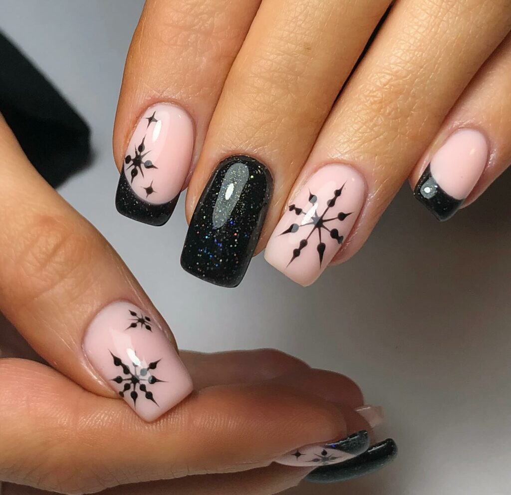 Celebrate with 40 Christmas Statement Nail Designs in 2024 15 Holiday Glamour with Black Christmas Nails