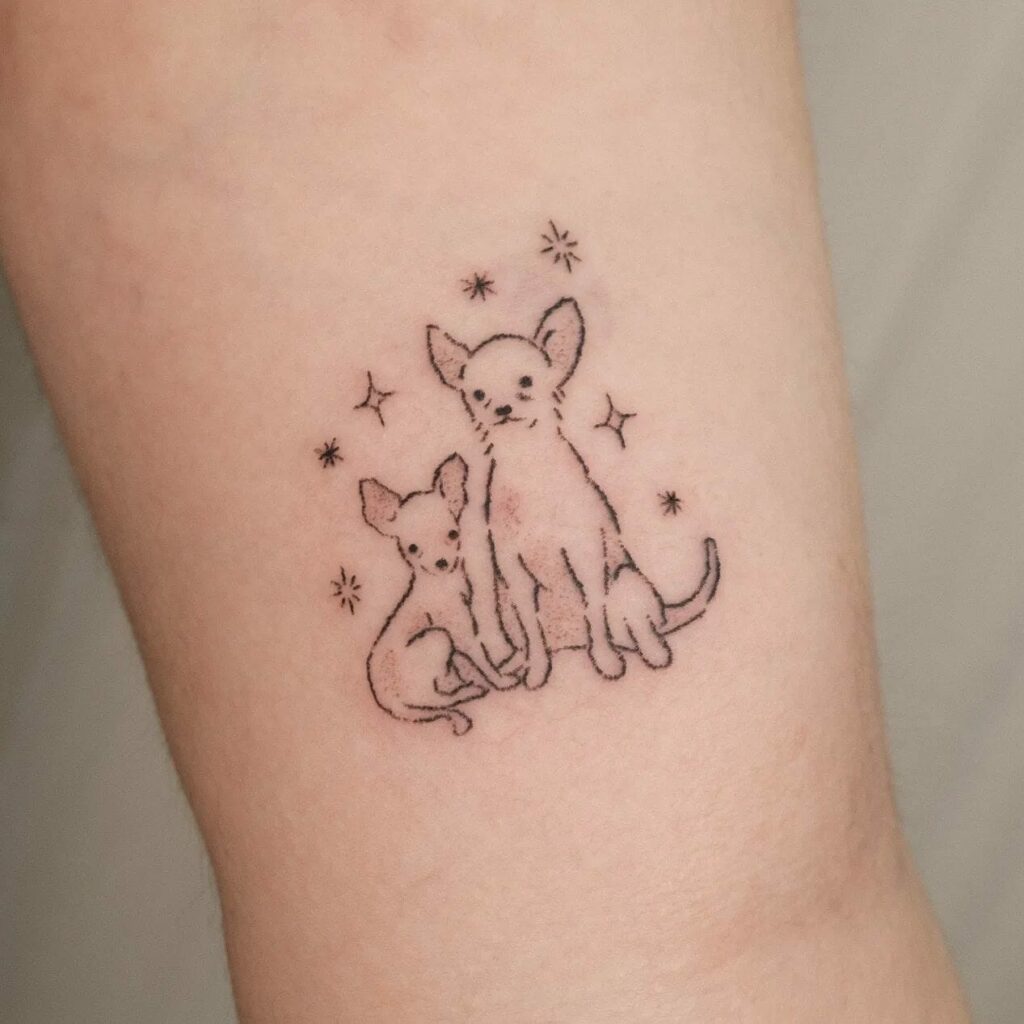 12+ Dog Outline Tattoo Ideas To Inspire You! 17 Two Dogs Outline Tattoo