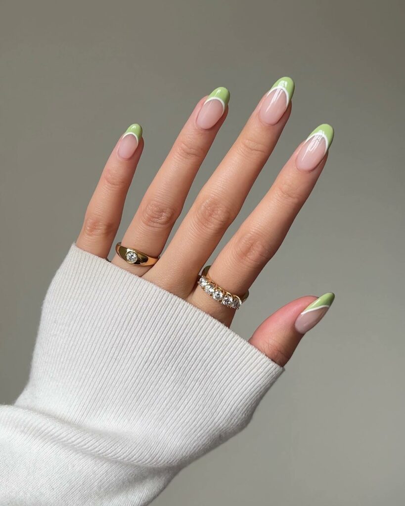 Try in 2024: 50 Latest Neon Green Nail Designs 55 Two-Tone Neon