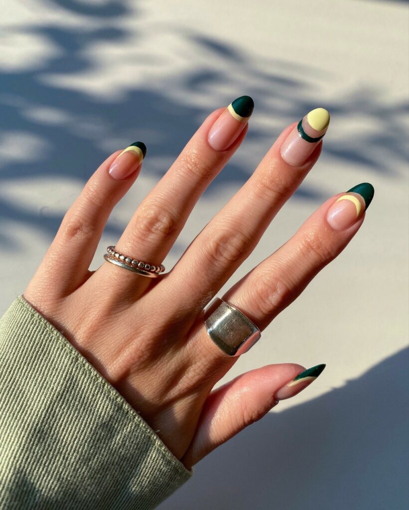 40 Latest Dark Green Nail Ideas To Try In 2024! 43 Two-Toned Tips