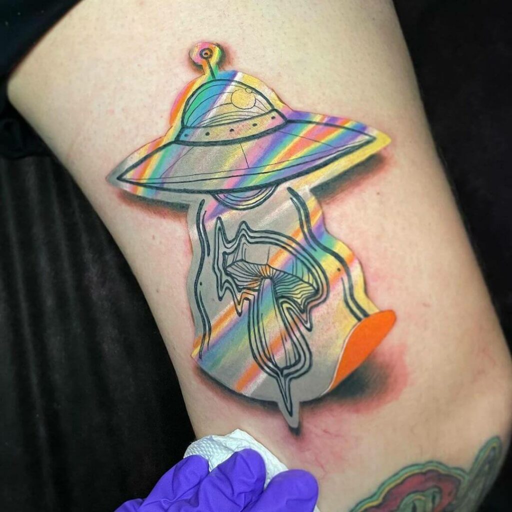 11+ Holographic Tattoo Ideas That Will Blow Your Mind! 12 UFO Glow In The Dark Tattoo