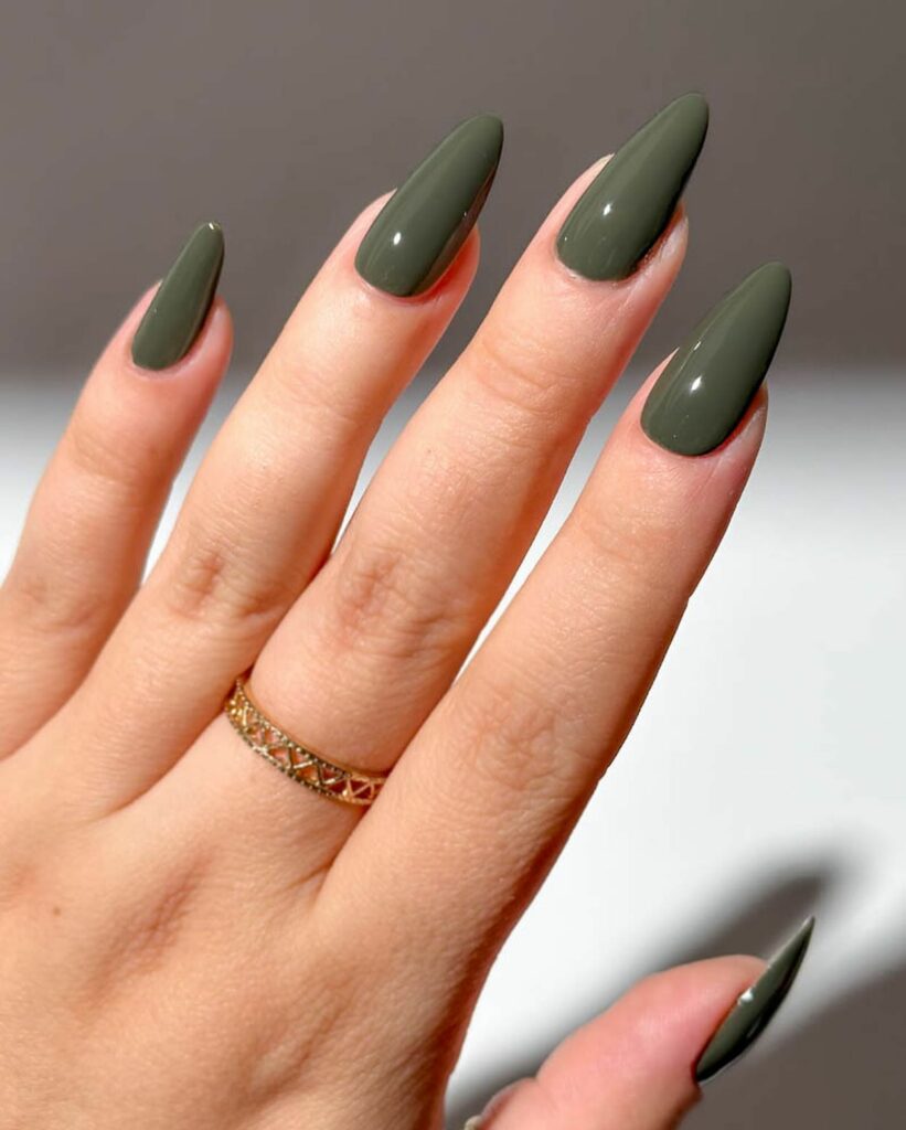 Explore 44 Olive Green Nail Designs in 2024 10 Understated Elegance in Mossy Green Nails