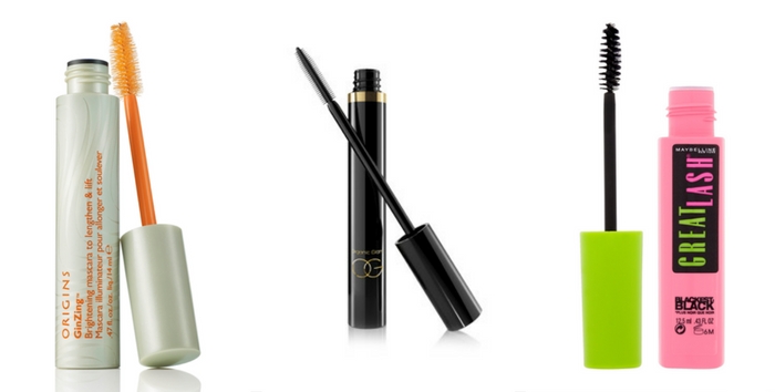 Mascara And The Damage It Does To Your Eyelashes 12 Product grid for healthy eyelashes: Origins Brightening mascara, Organic Glam Mascara & Maybelline New York hypoallergenic Mascara