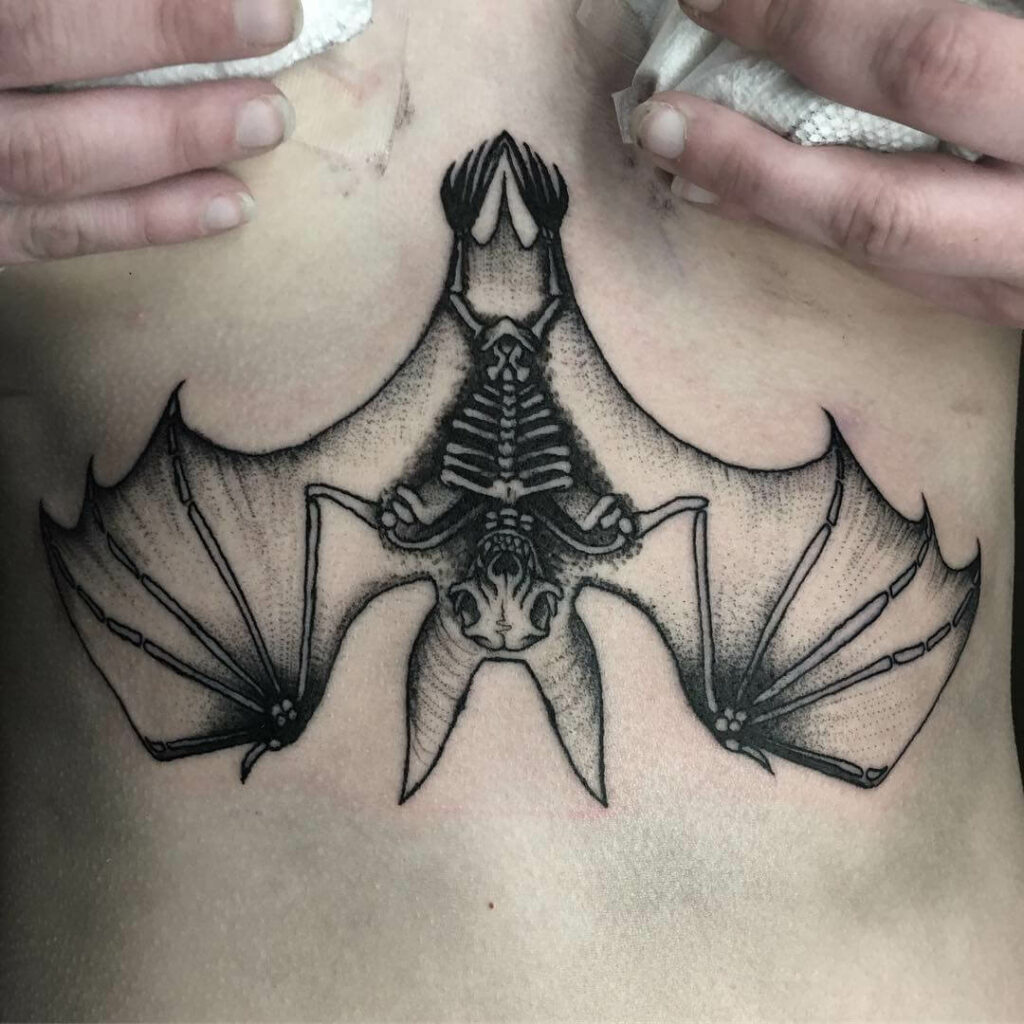 11+ Bat Skeleton Tattoo Ideas That Will Blow Your Mind! 17 Up Side Down Bat Tattoo