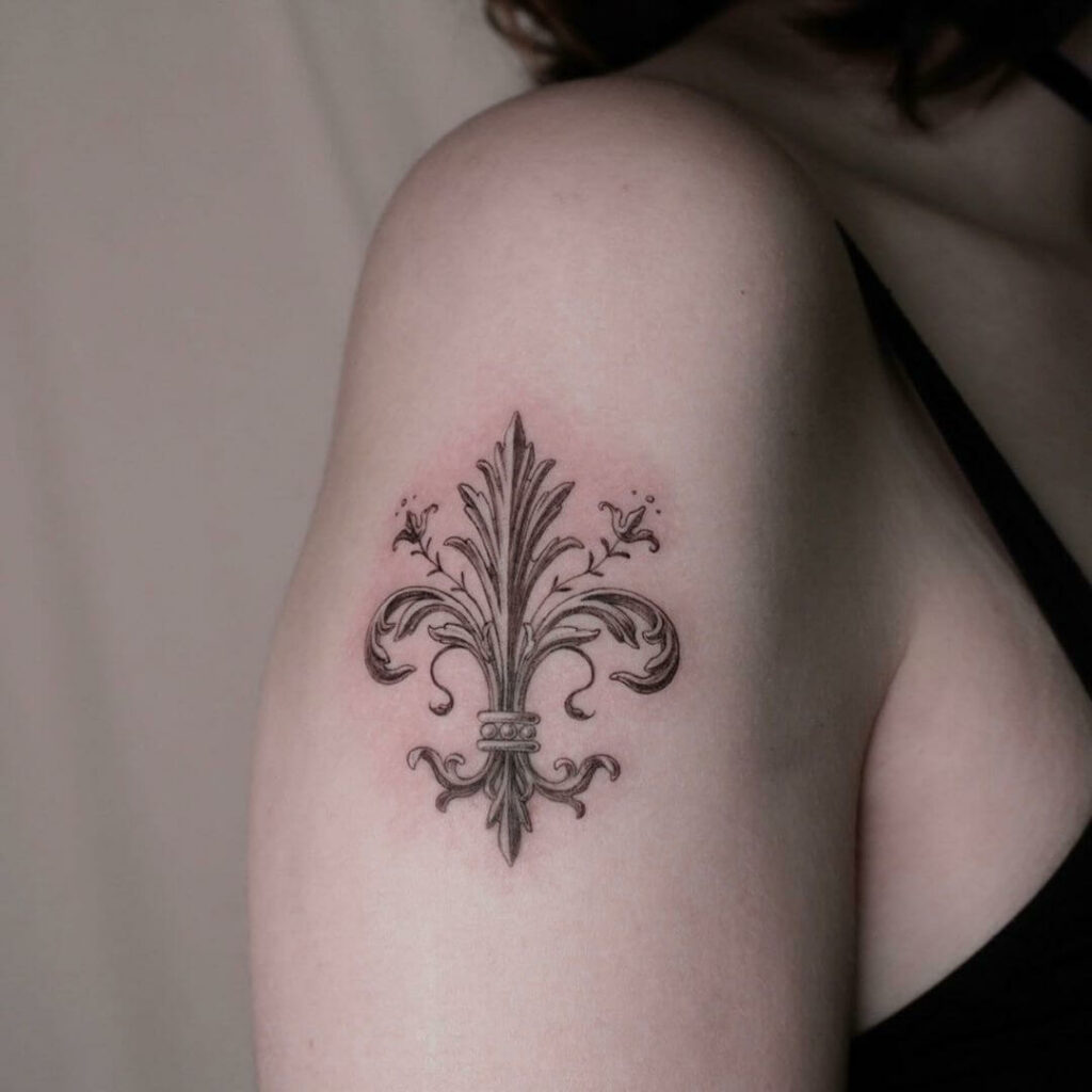12+ Girly Fleur De Lis Tattoo Ideas To Inspire You! 18 Upper Arm Fleur De Lis Tattoo