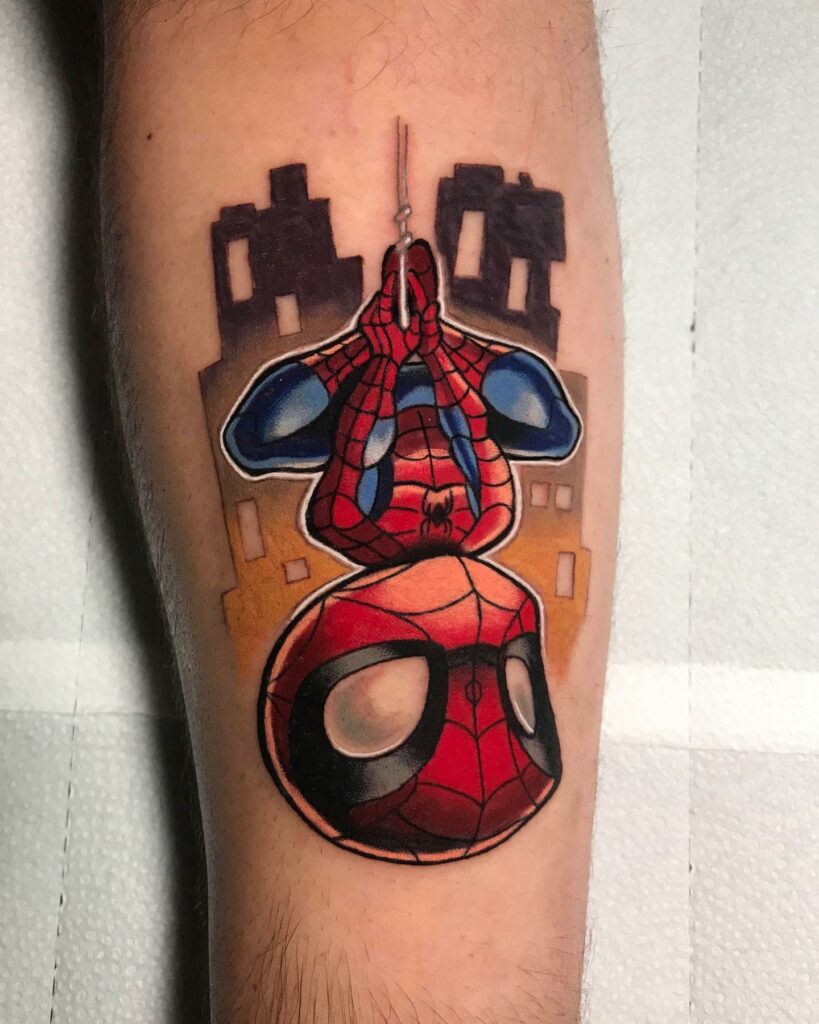 13+ Simple Spiderman Tattoo To Inspire You! 18 Upside-down 3d Spiderman Tattoo