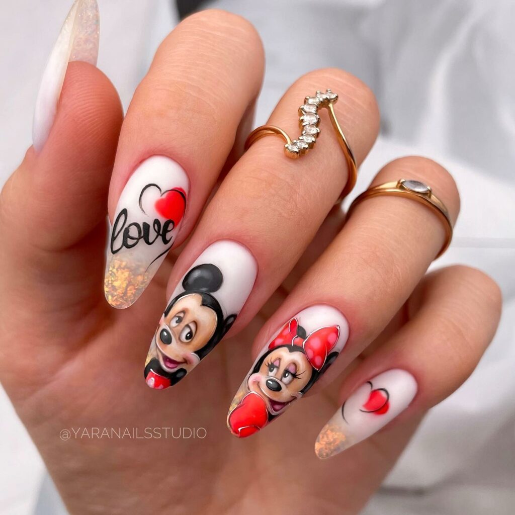 Add Whimsy with 35 Mickey Mouse Nail Designs in 2024 37 Valentine-Themed Mickey Mouse Nails