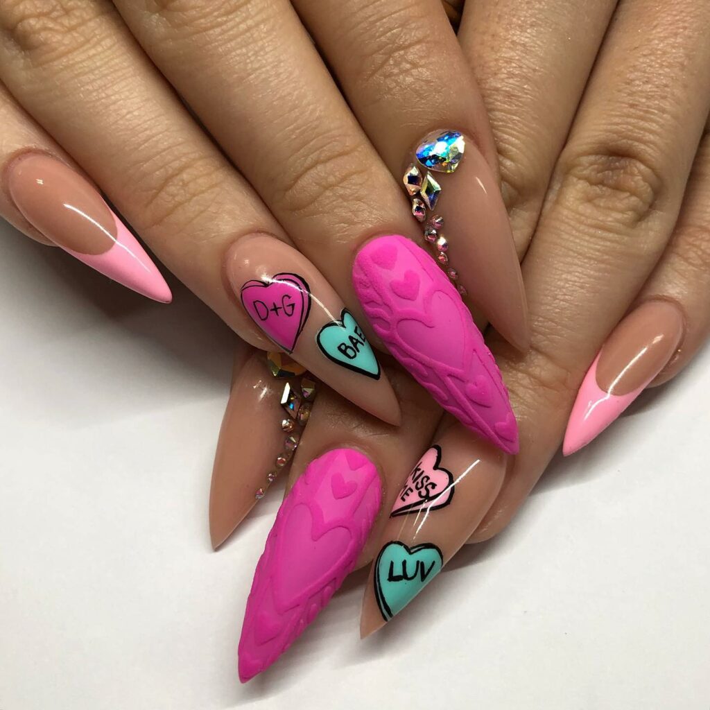 50 Latest Stiletto Nail Ideas To Try 2024! 29 Sweater Inspired Stiletto Nails