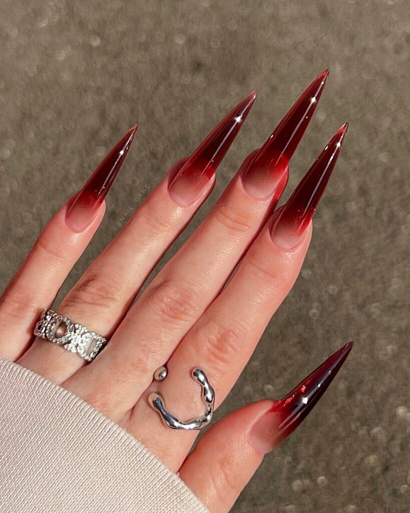 Embrace the Night with 33 Vampire Nail Designs for 2024 13 Vampire Stiletto Nails