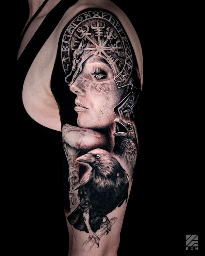 10+ Hugin And Munin Tattoo Ideas That Will Blow Your Mind! 16 Vegvisir, Valkyrie And Huginn & Muninn Tattoo Sleeve