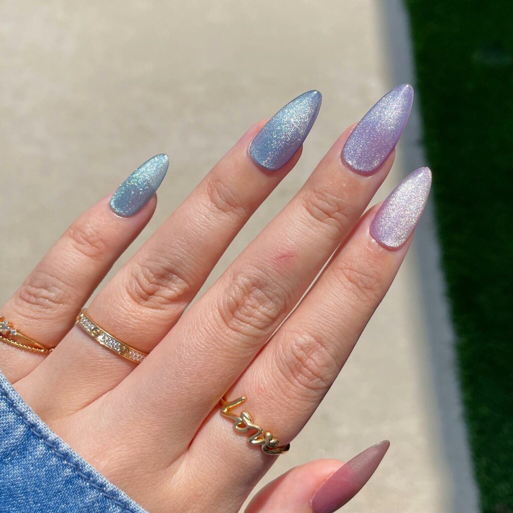 Experiment with 30 Stunning Blue Ombré Nails for 2024 29 Velvet