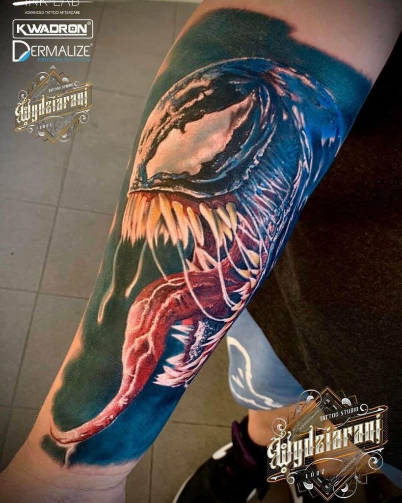 11+ Colorful Half Sleeve Tattoo Ideas That Will Blow Your Mind! 12 Venom Theme Half Sleeve Tattoo Designs