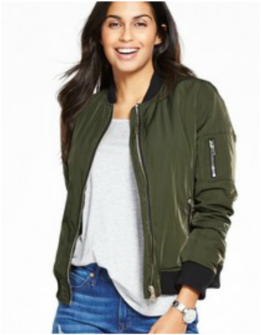 Very Bomber Jacket with Fur Lining £35 Khaki bomber jacket with fur lining