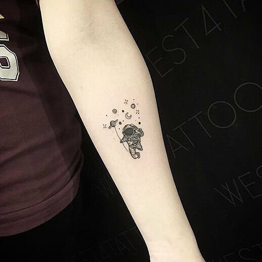 10+ Galaxy Tattoo Ideas That Will Blow Your Mind 11 Very Cute Astronaut And Planets Small Galaxy Tattoo