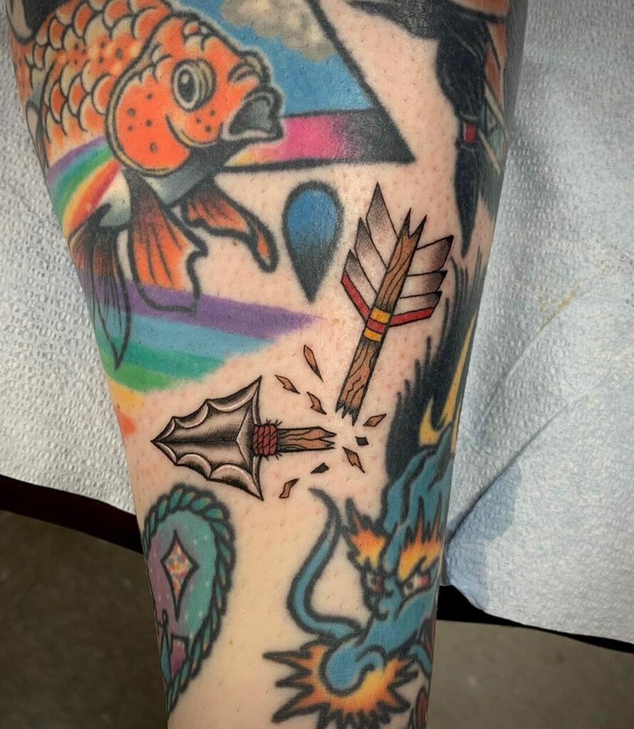 15+ Best Broken Arrow Tattoo Ideas To Inspire You! 14 Vibrant Broken Arrow Tattoo