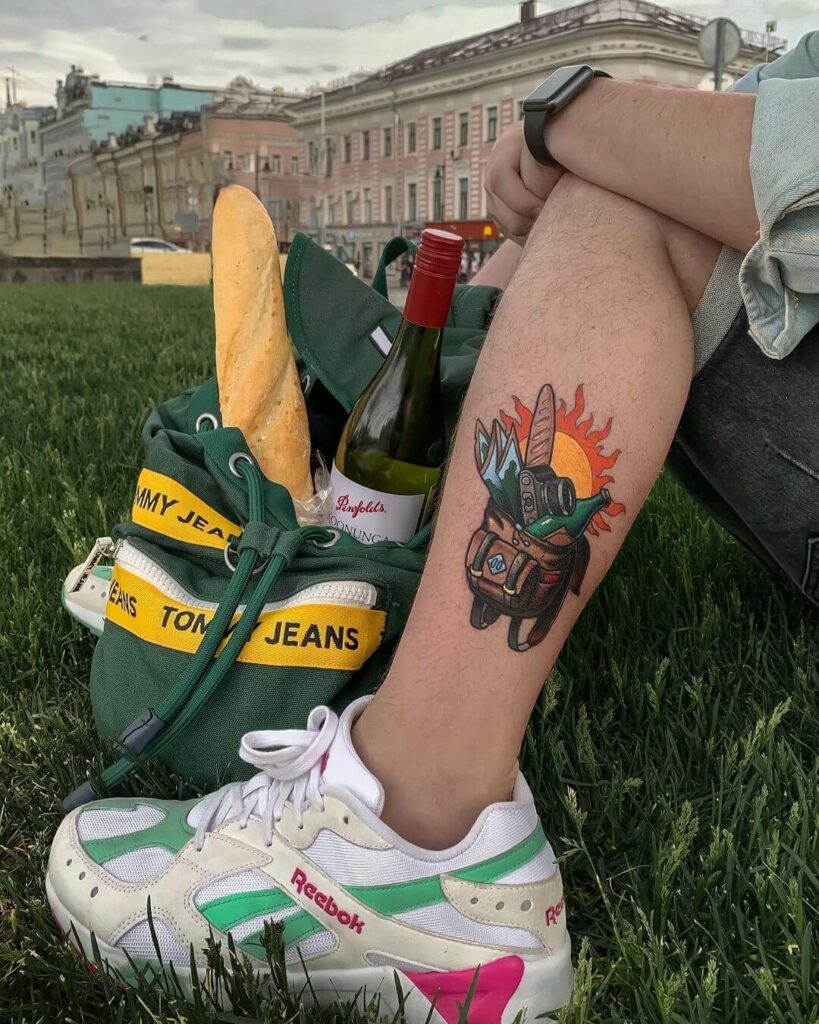 11+ Backpack Tattoo Ideas That Will Blow Your Mind! 16 Vibrant Shin Tattoo Idea