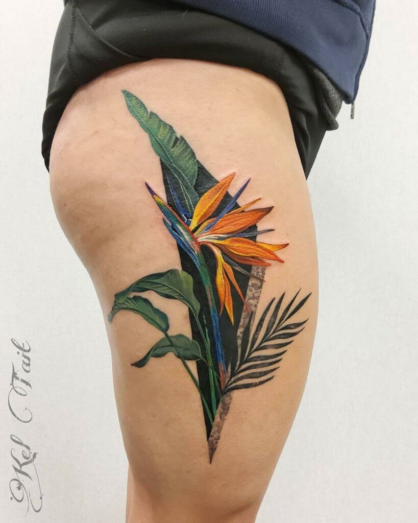 11+ Aquarius Flower Tattoo Ideas That Will Blow Your Mind! 14 Vibrantly Colourful Bird Of Paradise Flower Tattoo Designs