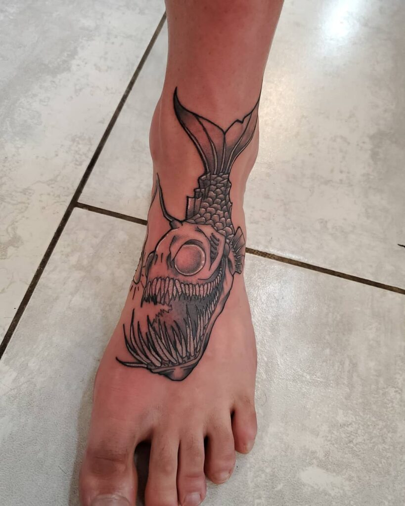 12+ Men Foot Tattoo Ideas That Will Blow Your Mind! 19 Vicious Angler Fish Foot Tattoos For Women And Men