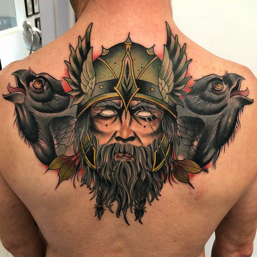 11+ Viking Raven Tattoo Ideas That Will Blow Your Mind! 17 Viking Fighter Back Tattoo Ideas
