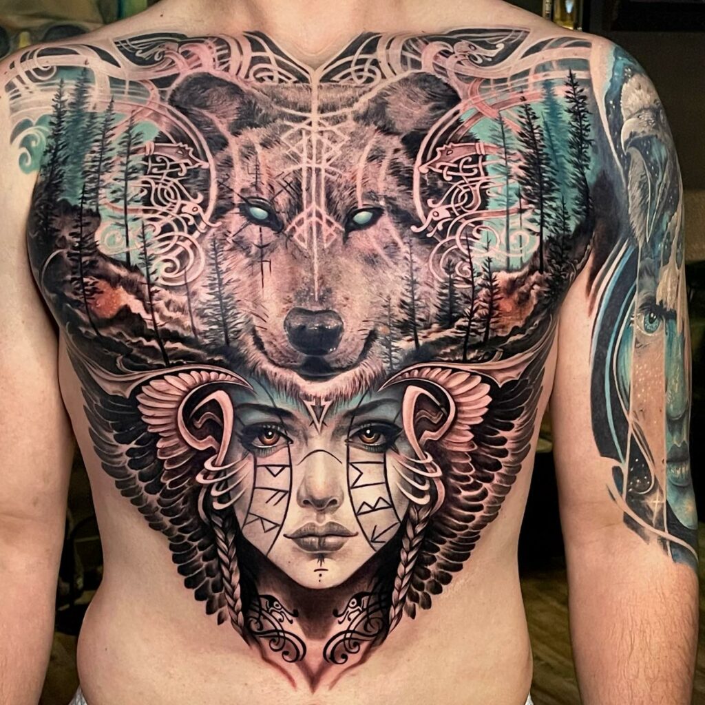 17+ Chest Piece Tattoo Ideas That Will Blow Your Mind! 15 Vikings Inspired Chest Tattoo