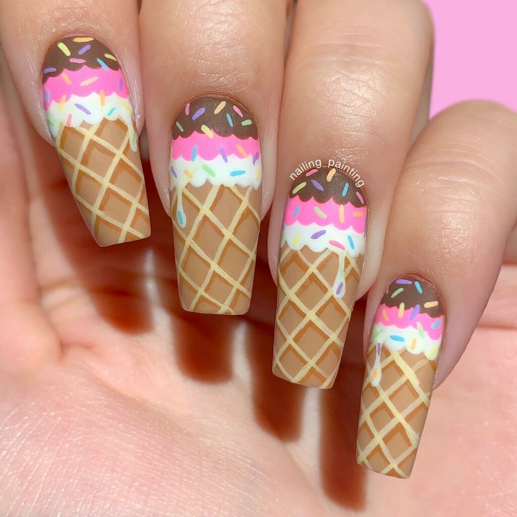 Exciting Birthday Nail Inspirations for 2024 π 36 Violet Nails and Ice Cream Cones
