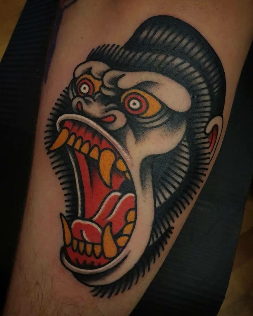 11+ King Kong Tattoo Ideas That Will Blow Your Mind! 15 Vivid King Kong Face Tattoo Sleeve
