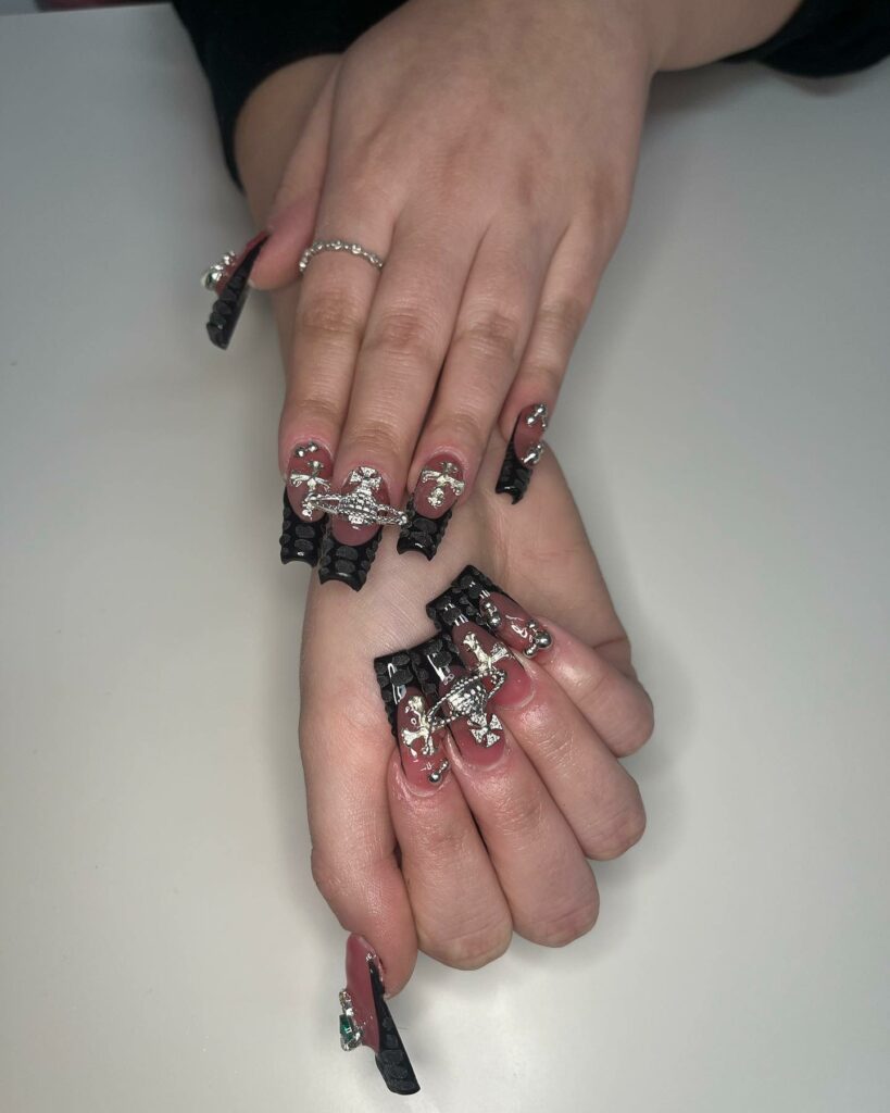 Discover 44 Trendsetting Black Nail Designs for 2024 37 Vivienne Westwood Inspired