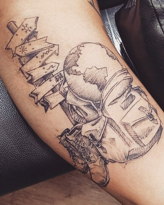11+ Backpack Tattoo Ideas That Will Blow Your Mind! 17 Wanderlust Tattoo With Globe