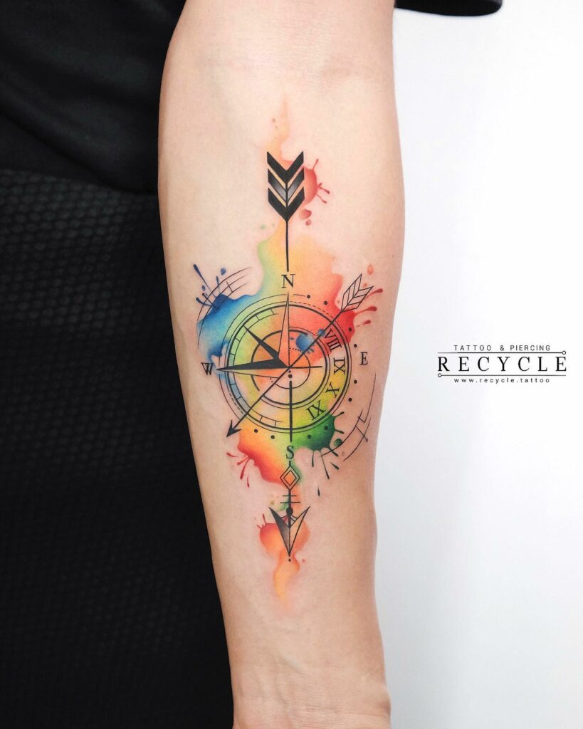 What Does A Compass Tattoo Mean 19 Watercolor Compass Tattoo