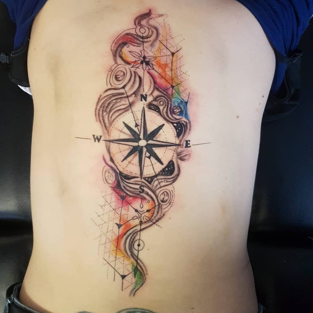 What Does A Compass Tattoo Mean 20 Watercolor Compass Tattoos
